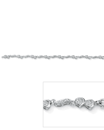 1 7 TCW Diamond Accented Heart Wings Ankle Bracelet Platinum Plated Si